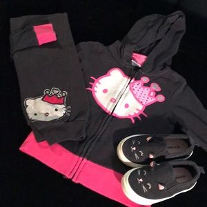 Two piece black/hot pink hoodie jogger set
